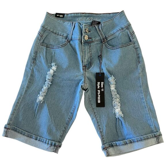 I&P Fashion Pants - I&P Fashion Distressed Denim Bermuda Shorts Women's Casual Summer Wear Size 11‎
